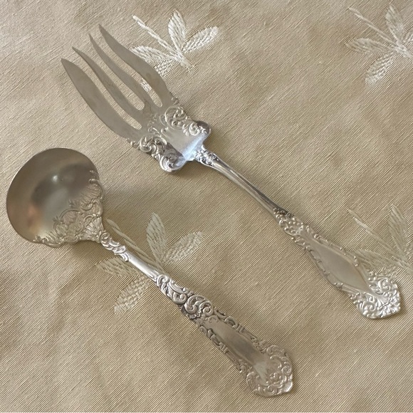 Set of 2 Vintage WM Rogers ⭐️ Large Meat Serving Fork & Gravy Ladle. - Picture 1 of 9